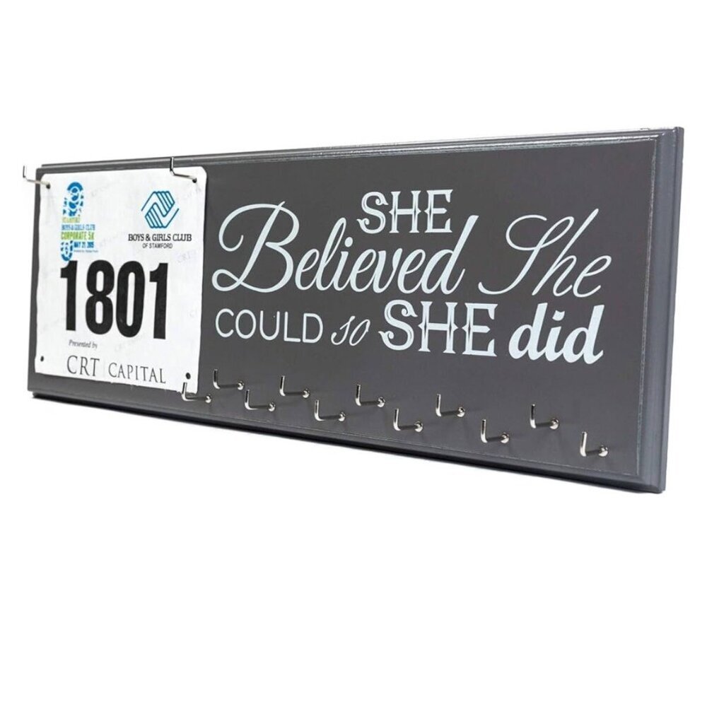 Wall Hanging Wood Race 5k Running Medal & BIB Holder - Picture 6 of 6